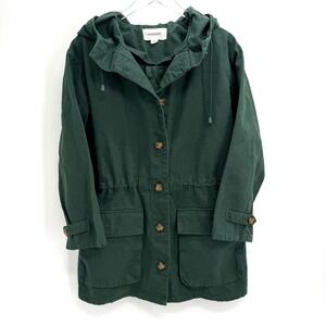 Glassons Canvas Chore Jacket XS Forest Green Oversized Barn Coat Hooded Workwear